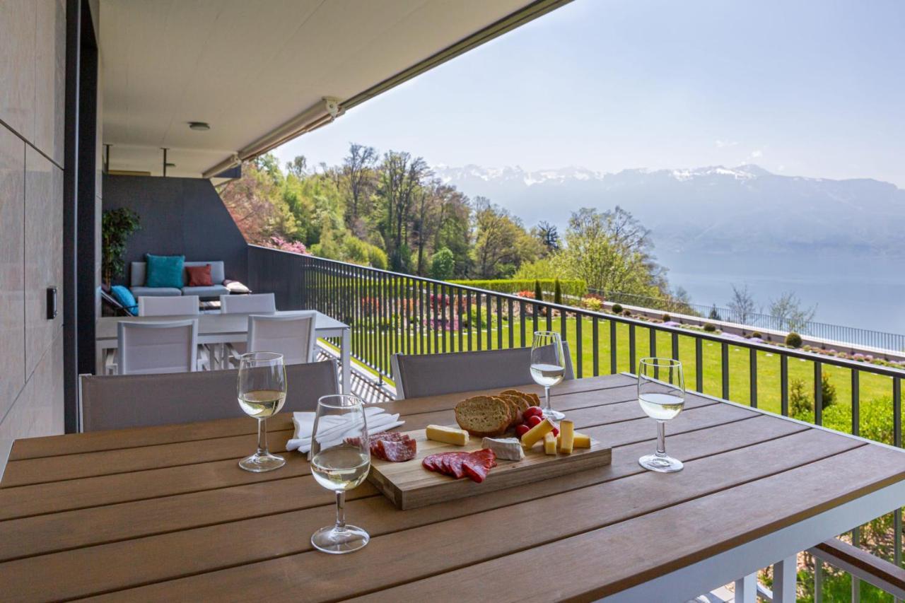 Les Terrasses De Lavaux 1 - Appartement De Luxe Avec Vue Panoramique Et Piscine Puidoux Ngoại thất bức ảnh