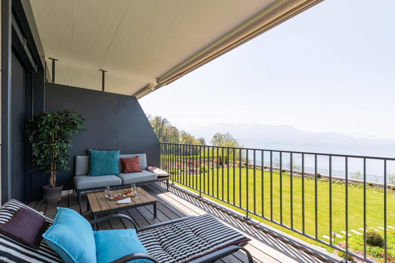 Les Terrasses De Lavaux 1 - Appartement De Luxe Avec Vue Panoramique Et Piscine Puidoux Ngoại thất bức ảnh