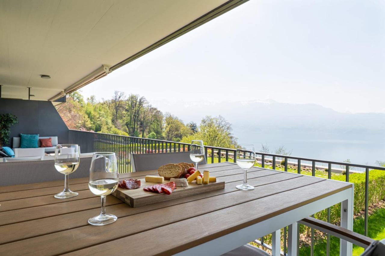 Les Terrasses De Lavaux 1 - Appartement De Luxe Avec Vue Panoramique Et Piscine Puidoux Ngoại thất bức ảnh