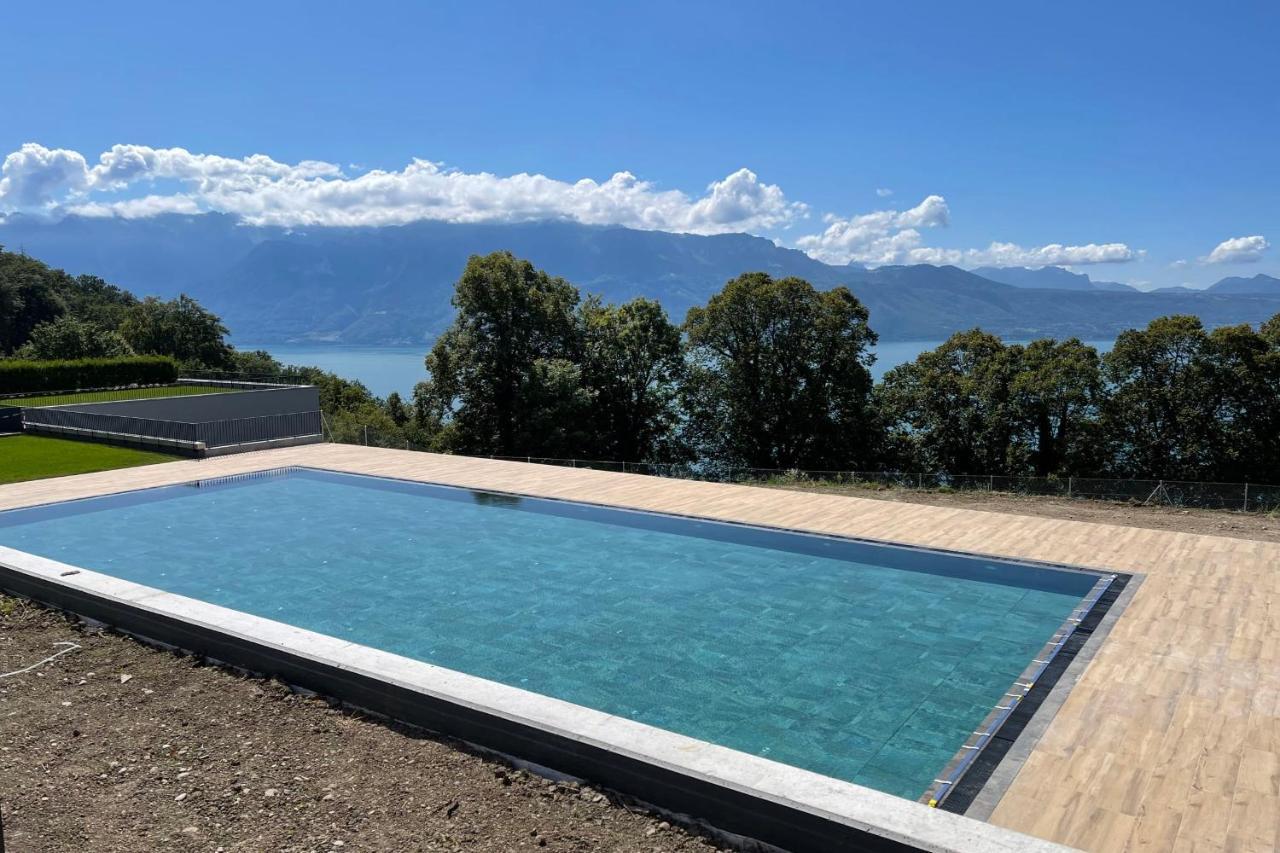 Les Terrasses De Lavaux 1 - Appartement De Luxe Avec Vue Panoramique Et Piscine Puidoux Ngoại thất bức ảnh