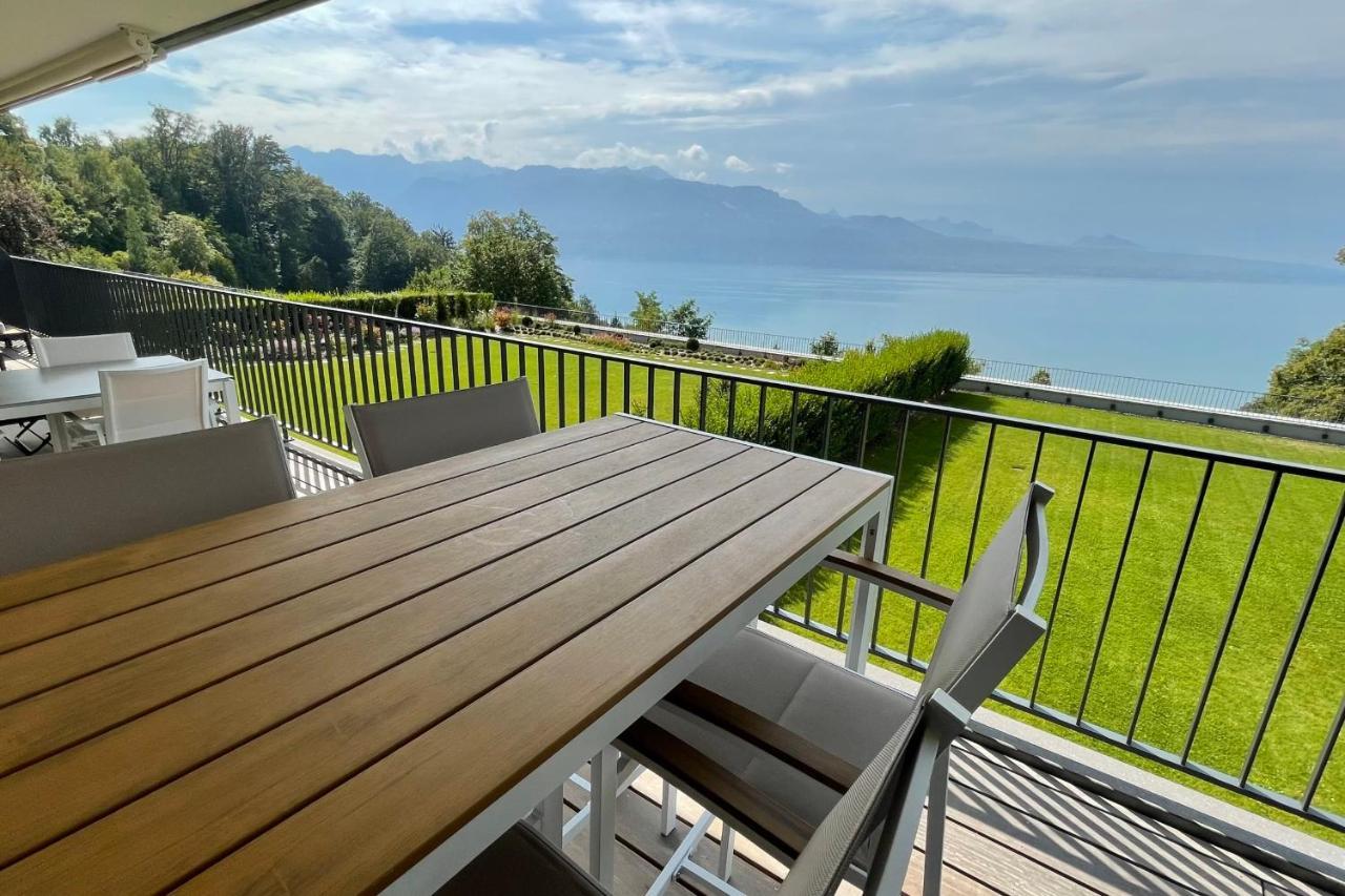 Les Terrasses De Lavaux 1 - Appartement De Luxe Avec Vue Panoramique Et Piscine Puidoux Ngoại thất bức ảnh